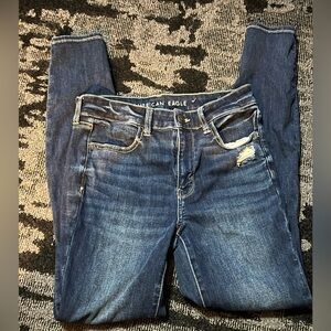 American Eagle Outfitters Blue Skinny Jeans with Vintage Wash